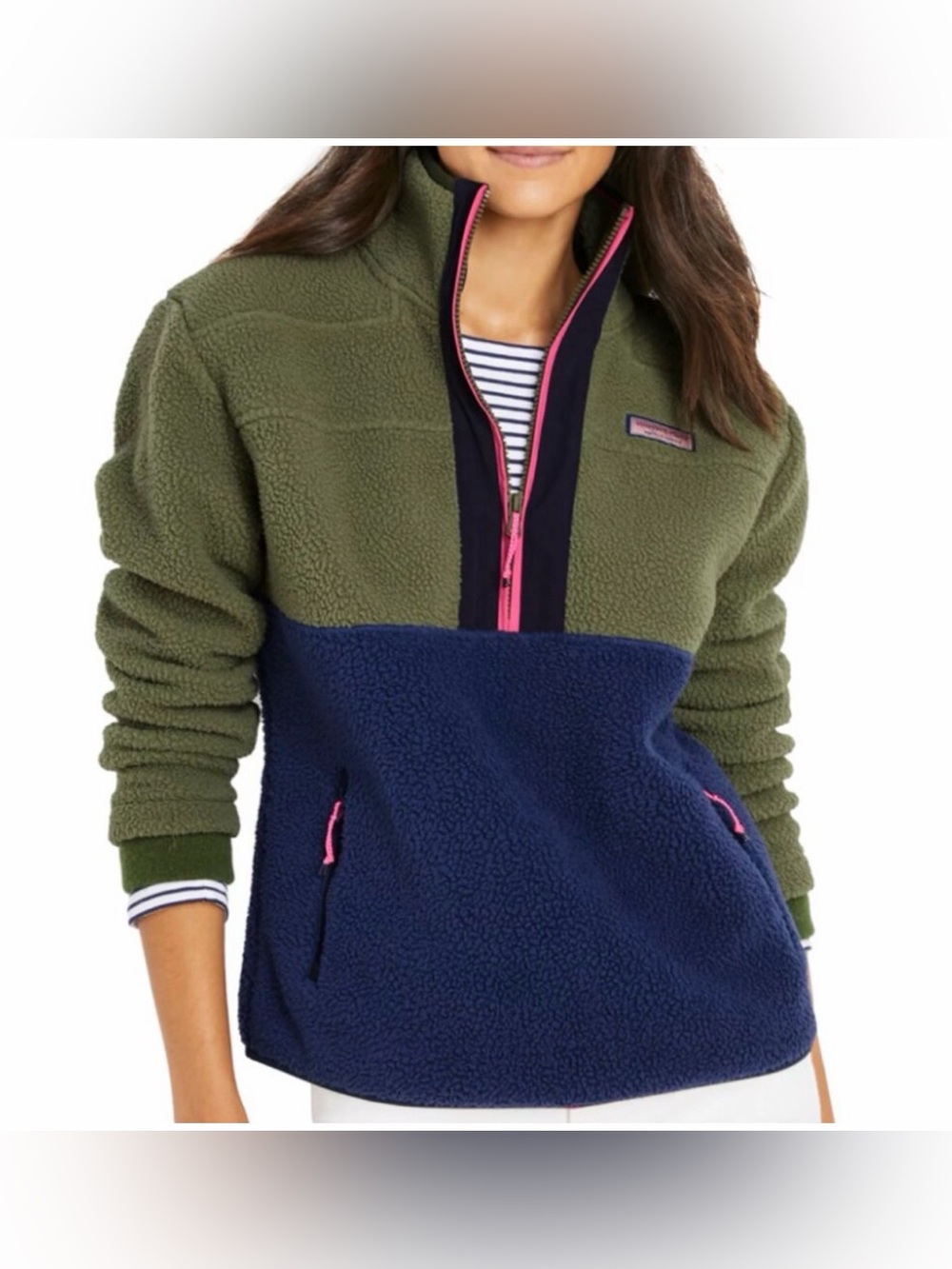 Vineyard Vines Colorblock SuperShep Sherpa 1/2 Zip Fleece Pullover